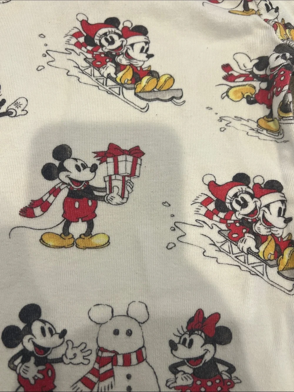 Pottery Barn Kids Mickey & Minnie Holiday Pajama Set in White and Red